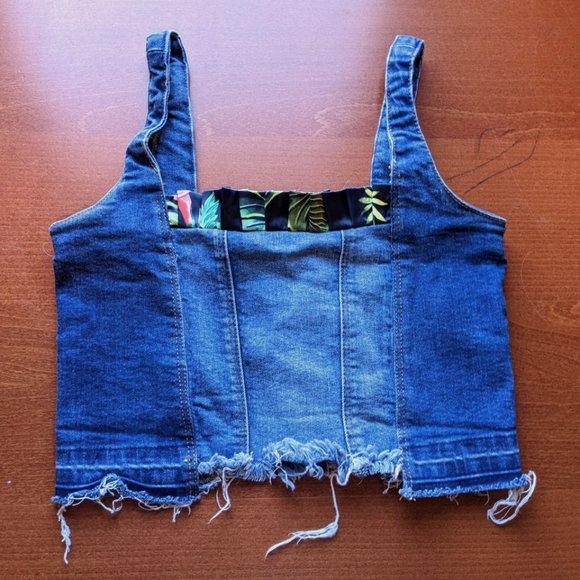 ZARA  - Denim Corset Crop Top - Picture 3 of 9